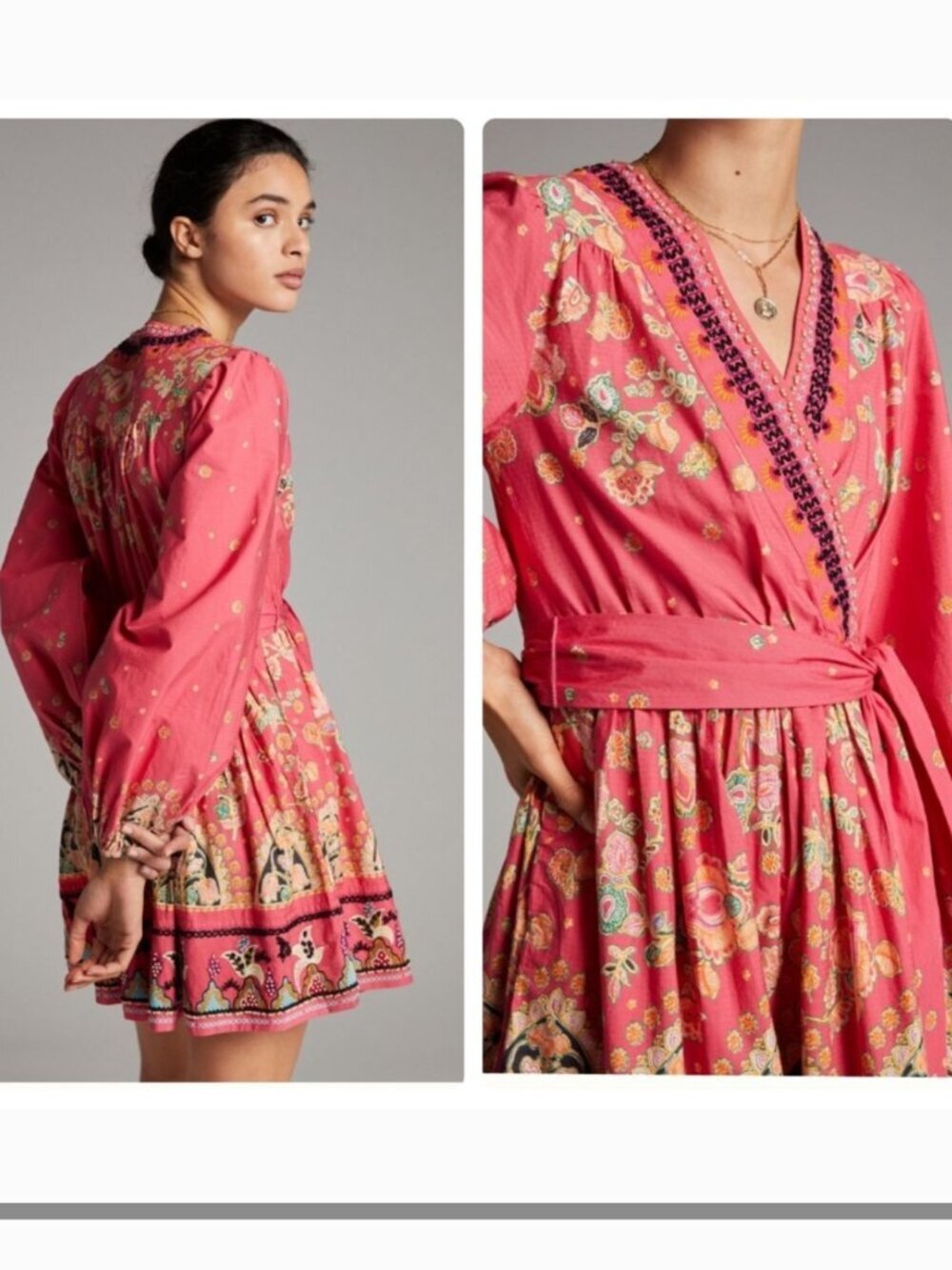 Anthropologie Raquel Embroidered Mini Dress in Pink Combo - Picture 5 of 16